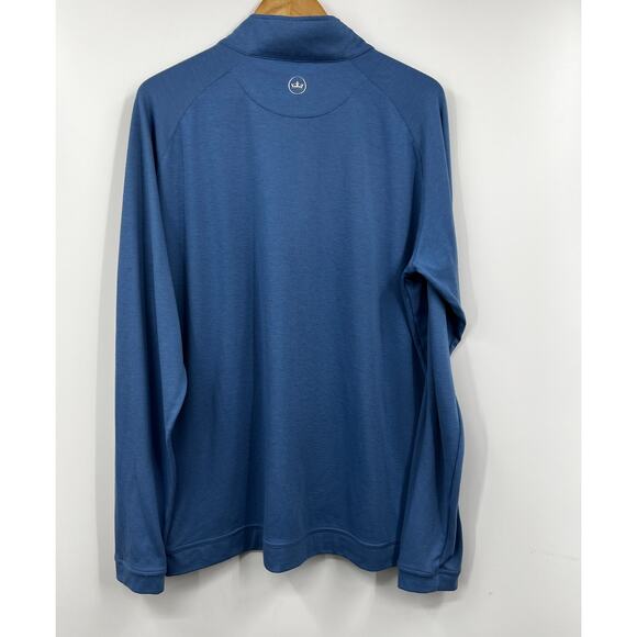 Peter Millar‎ Sweater Blue Bullseye Precision Wool Blend Quarter-Zip Pullover XL - Picture 7 of 9